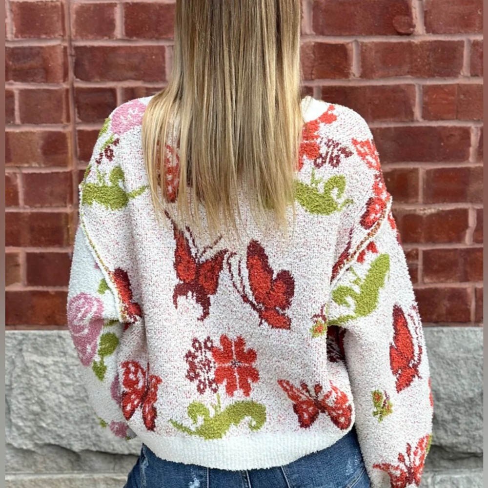 POL Butterfly V Neck Cardigan Size Large NWT - Picture 2 of 6
